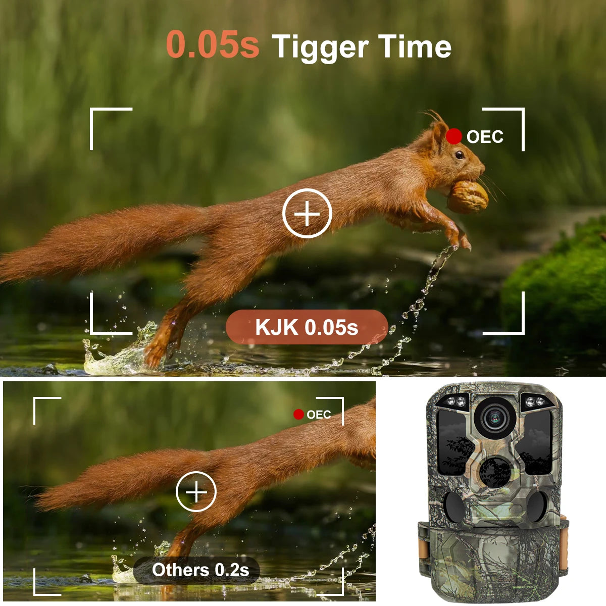 Trail Camera WiFi 4K 48MP Infrared Night Vision 0.05s Motion Activated Trigger Wildlife Photo Traps IP67 Waterproof Wild Camera