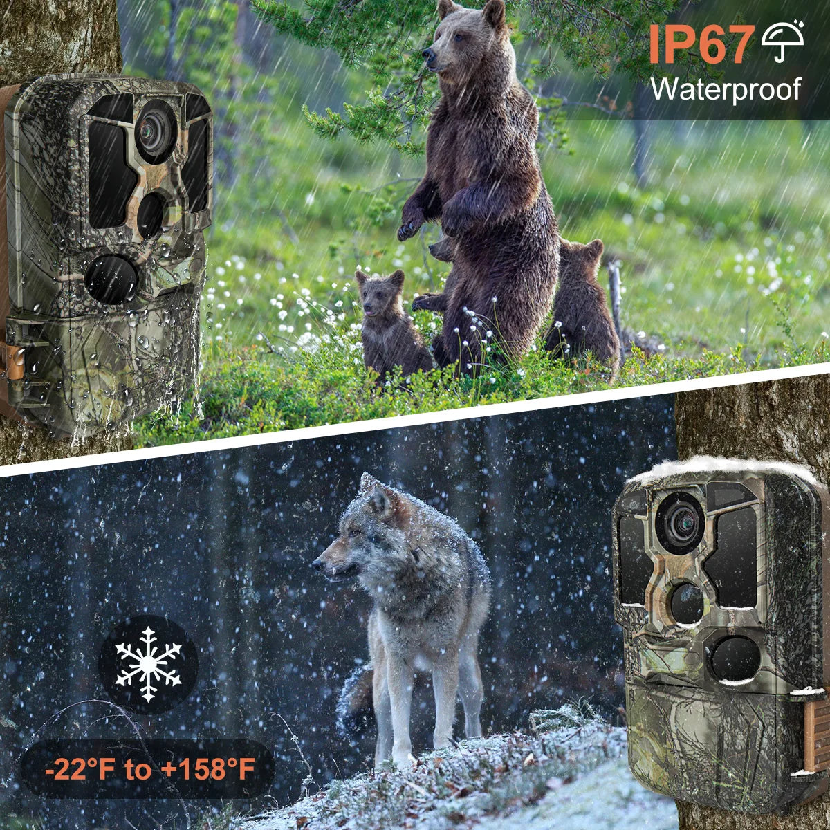 Trail Camera WiFi 4K 48MP Infrared Night Vision 0.05s Motion Activated Trigger Wildlife Photo Traps IP67 Waterproof Wild Camera