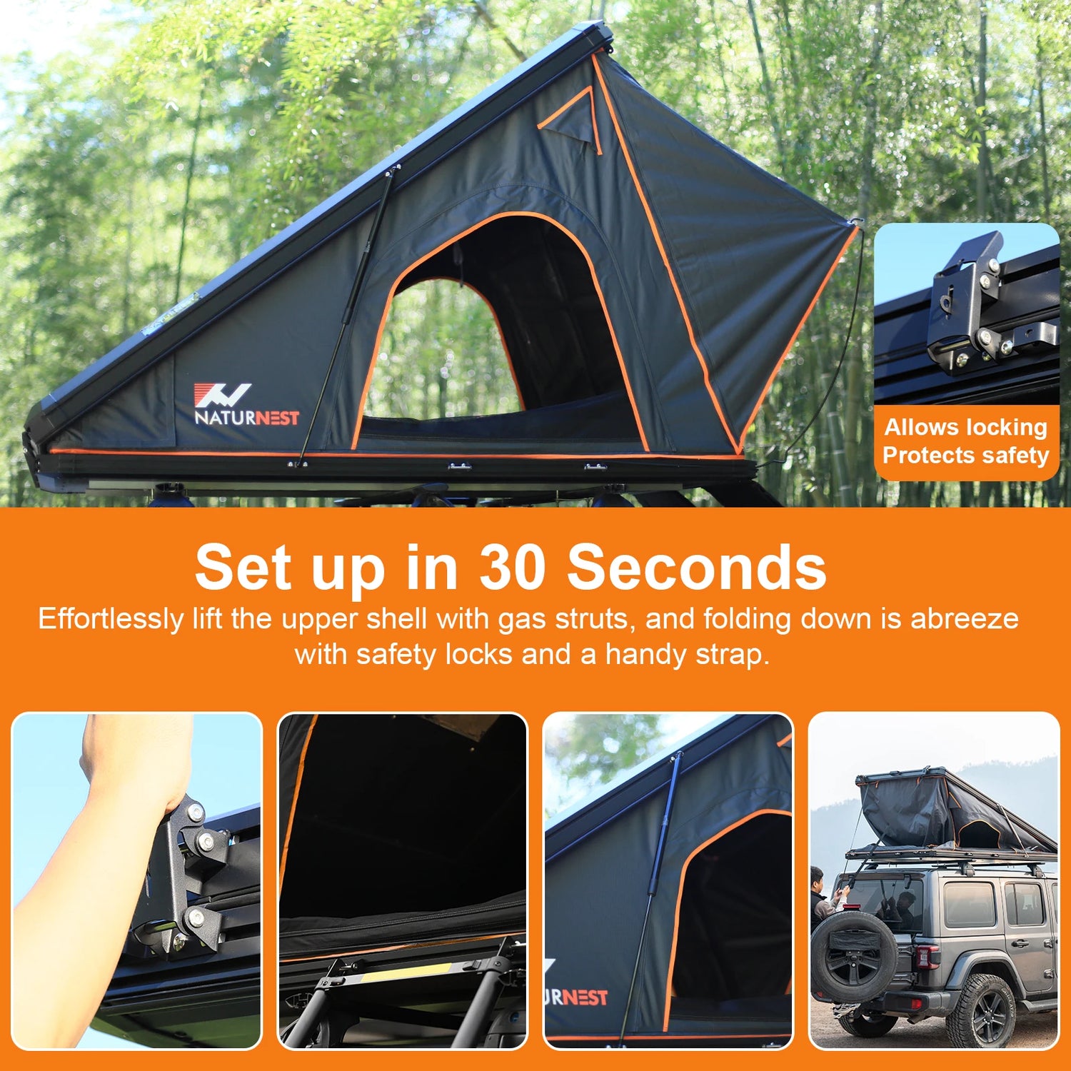 Naturnest Rooftop Tent Hard Shell, Nature Nest Roof Top Tent Hardshell Rooftop Tent For Van Jeep SUV Truck Car Tents For Camping