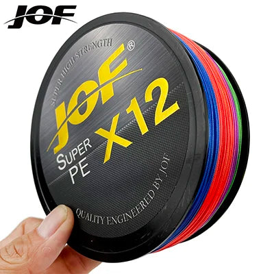 JOF Fishing Line 500M 300M 100M 12 Strands 0.147-0.40mm Strong Durable Braid PE Line 25 To 92LB For Saltwater Freshwater