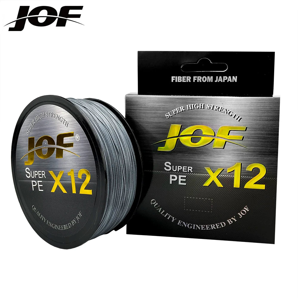 JOF 12 Strands Braid PE Fishing Line 300M 500M 100M Strong Abrasion Resistance Multifilament Fishing Line