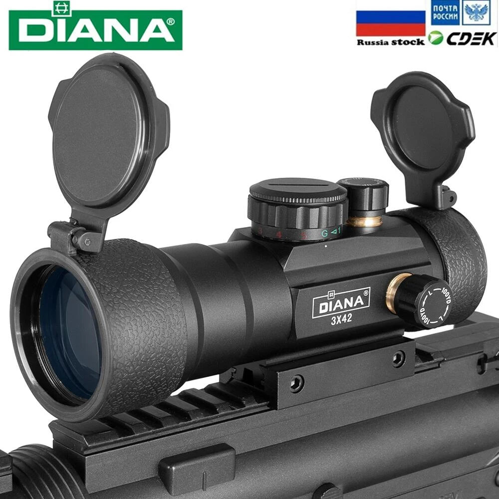 DIANA 3X44 Green Red Dot Sight Scope 2X40 Red Dot 3X42 Tactical Optics Riflescope Fit 11/20mm Rail 1X40 Rifle Sight for Hunting