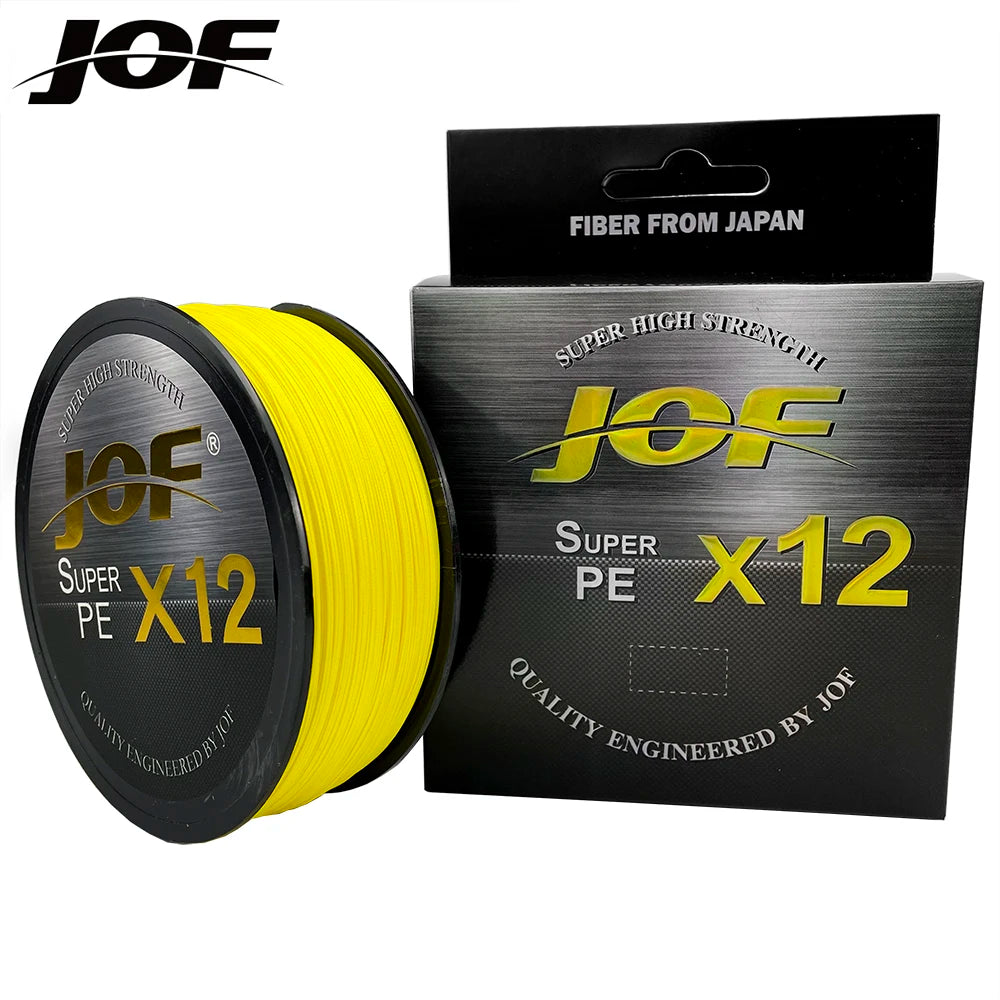 JOF 500M 300M 100M Fishing Line 12 Strands Braided Fishing Line 25-92LB for Carp Fishing PE Line Fishing Tackle