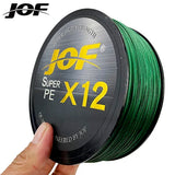 JOF 12 Strands Braid PE Fishing Line 300M 500M 100M Strong Abrasion Resistance Multifilament Fishing Line