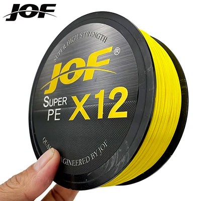 JOF 12 Strands Braid PE Fishing Line 300M 500M 100M Strong Abrasion Resistance Multifilament Fishing Line