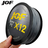 JOF 12 Strands Braid PE Fishing Line 300M 500M 100M Strong Abrasion Resistance Multifilament Fishing Line