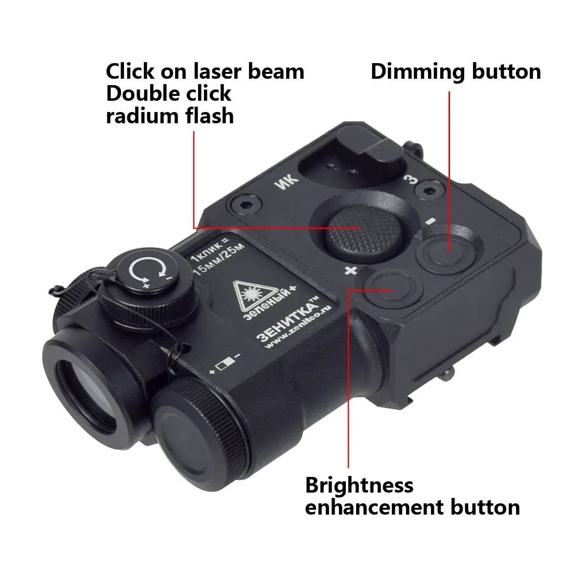 Metal Zenitco Perst 4 Green Dot Sight IR Aiming Infrared Laser Pointer For Airsoft Rifle AR15 M16 AK47 AK74 Hunting PEQ 15 Laser