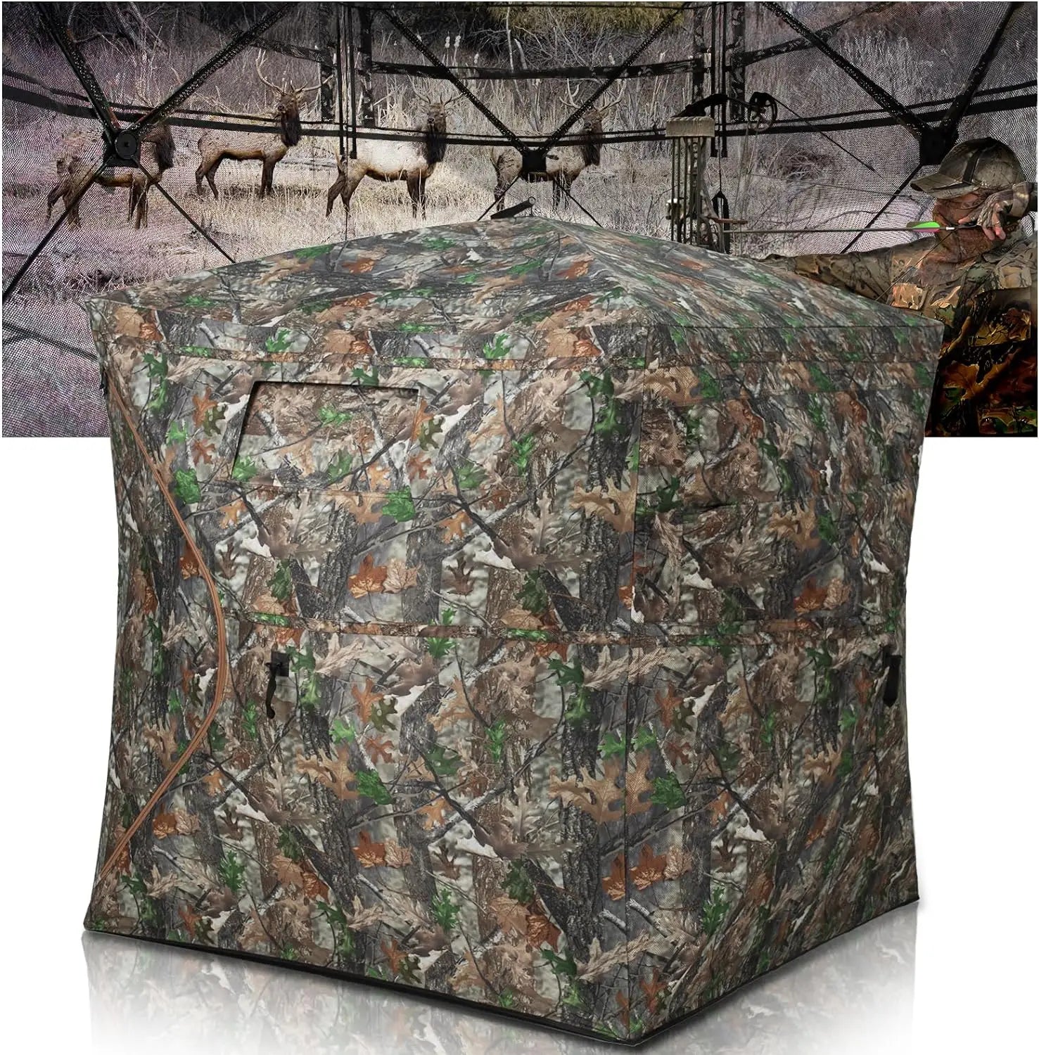 Portable and Durable Hunting Tent, Pop Up Deer Blinds, See Through Ground Blinds, 2-3 and 3-4 Person, 270 °