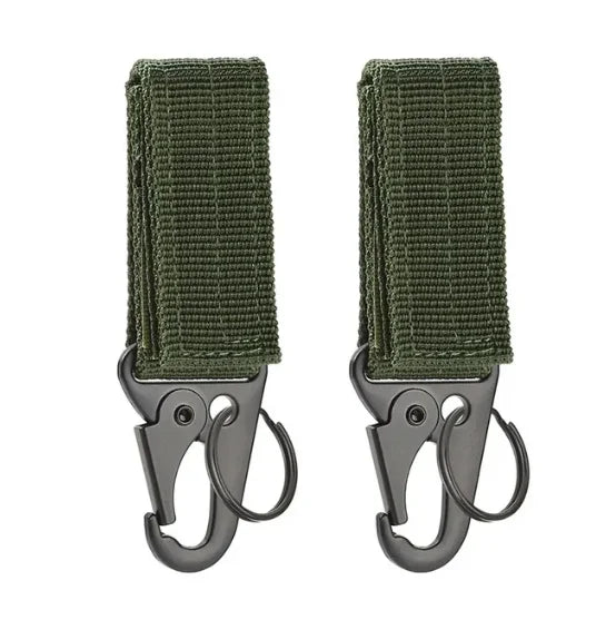 2pcs Tactical Hanging Buckle Molle Nylon Webbing Carabiner Belt Triangle Keychain for Outdoor Climbing Camping Tool Accessory