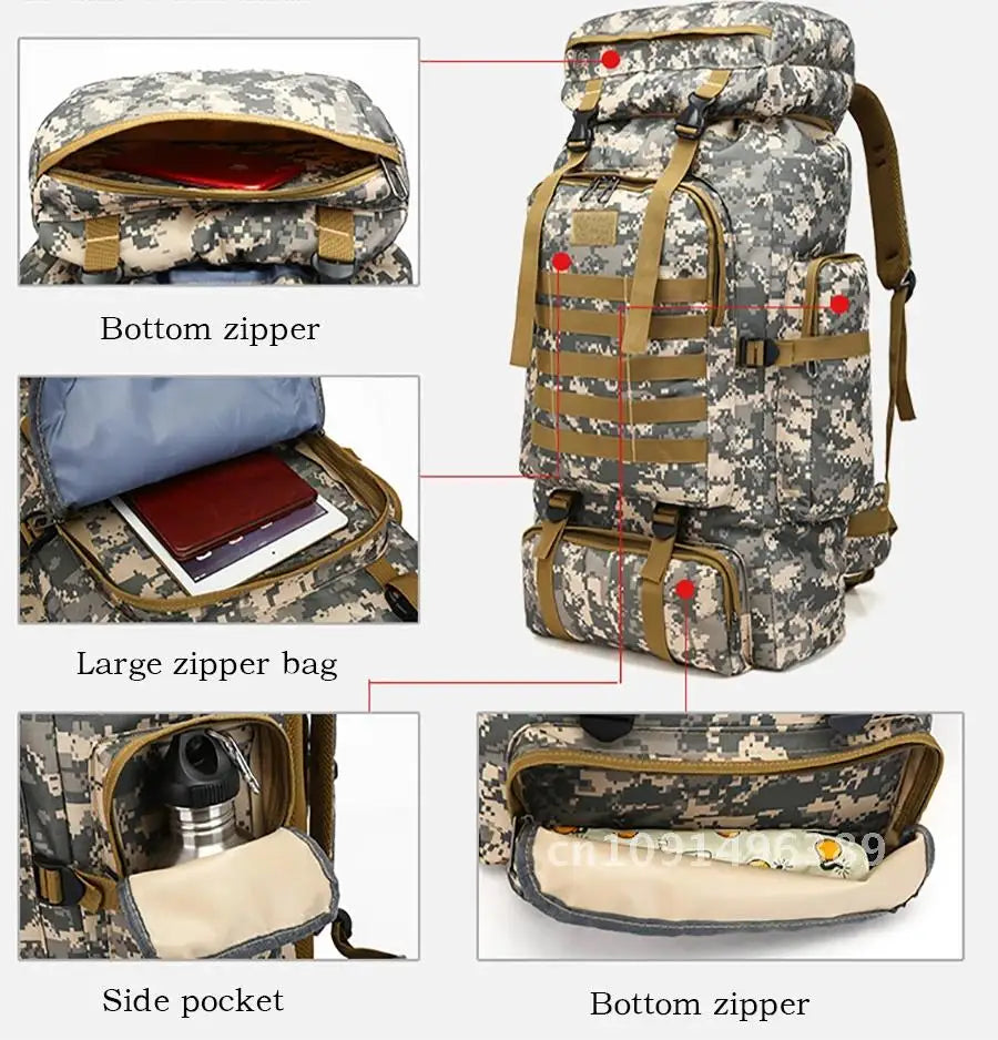 Outdoor Camouflage Men's Backpack, Large Space Waterproof Outdoor Military Backpack, Men's Travel Backpack, Hiking Backpack