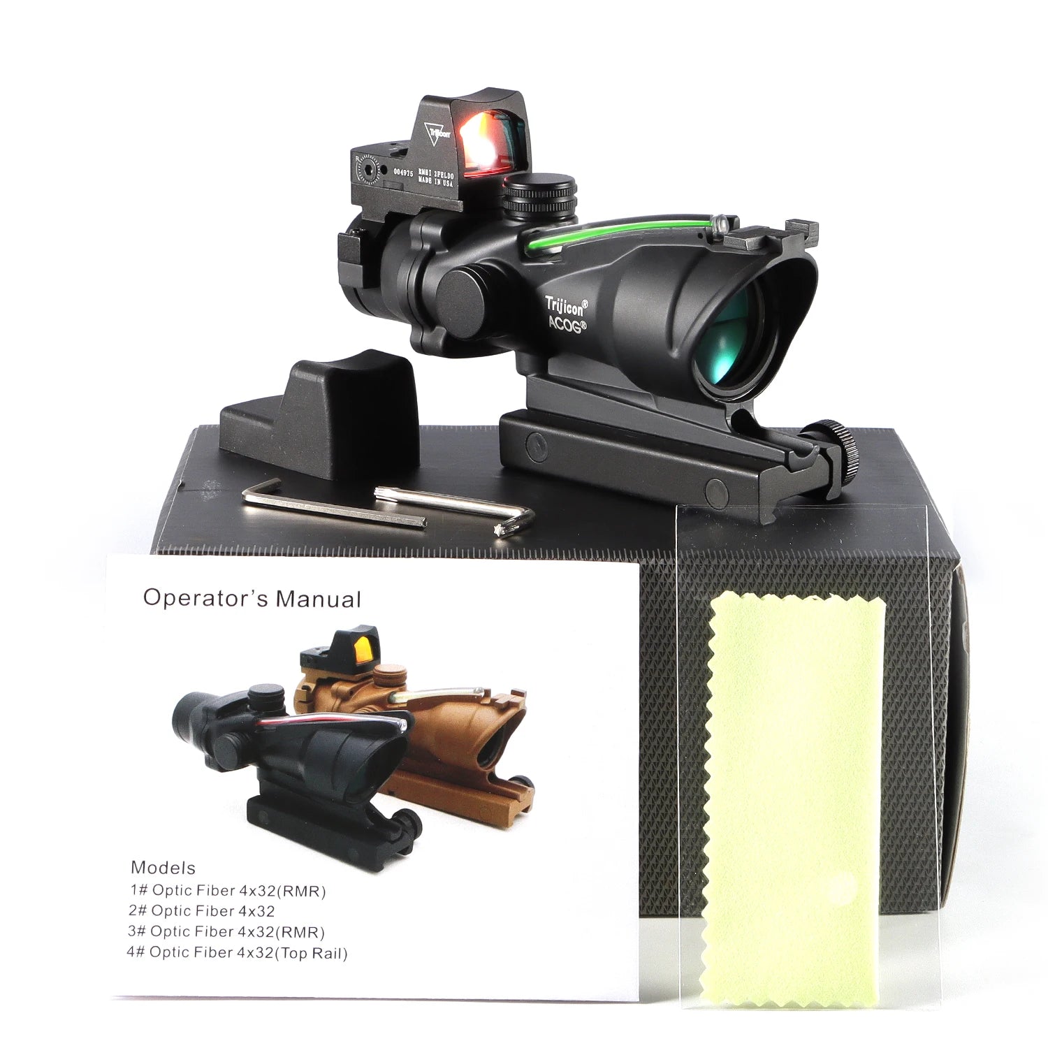 Adjustable 4x32 Red Dot 1x  4x Scope RMR Red Dot Tactical Scope 20mm Rail Scope for Glock Hunting