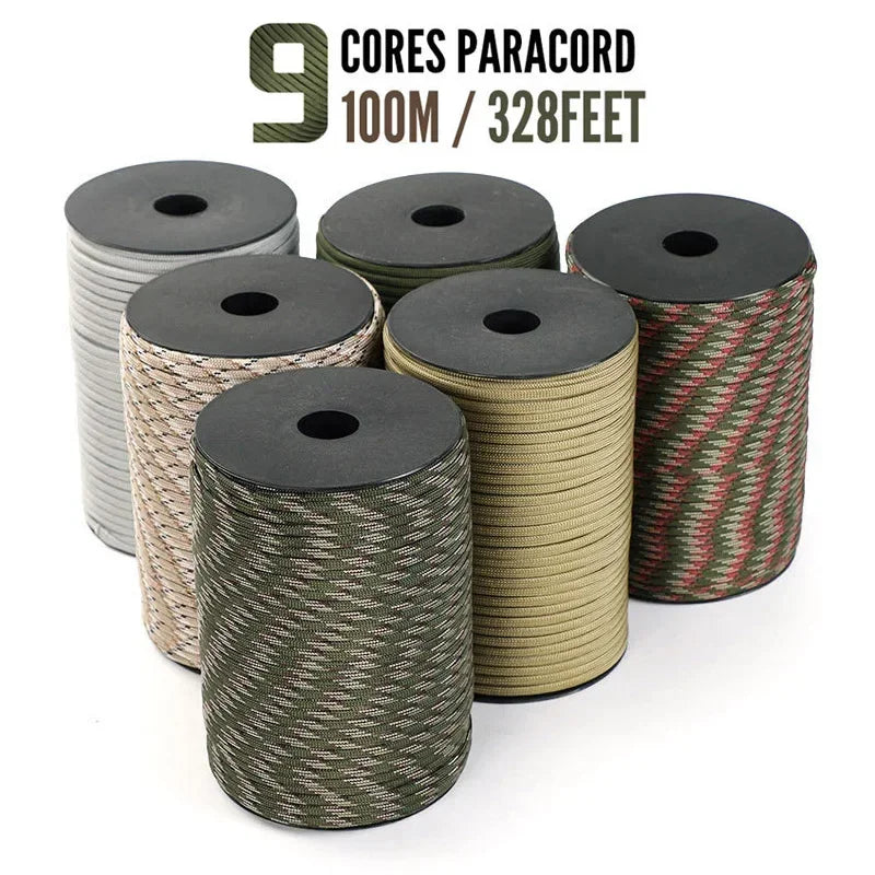 50m 650 Military Paracord 9 Strand 4mm Tactical Parachute Cord Camping Accessories DIY Weaving Rope Outdoor Survival Equipment