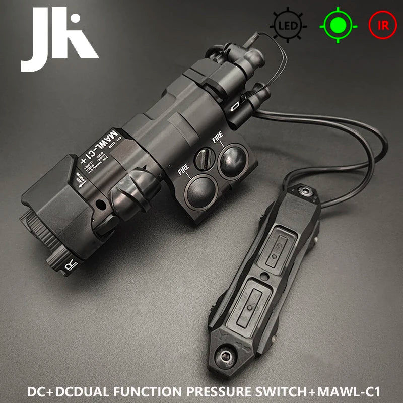 Sotac CNC Metal MAWL Green Laser Aiming Device C1+ Vis light & IR Illumination + Vis Green Laser & IR Laser EC2 Endcap for Rifle