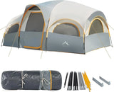 8 Person Tent for Camping, Waterproof Windproof Family Tent with Rainfly, Divided Curtain Design for Privacy Space, Portable wit