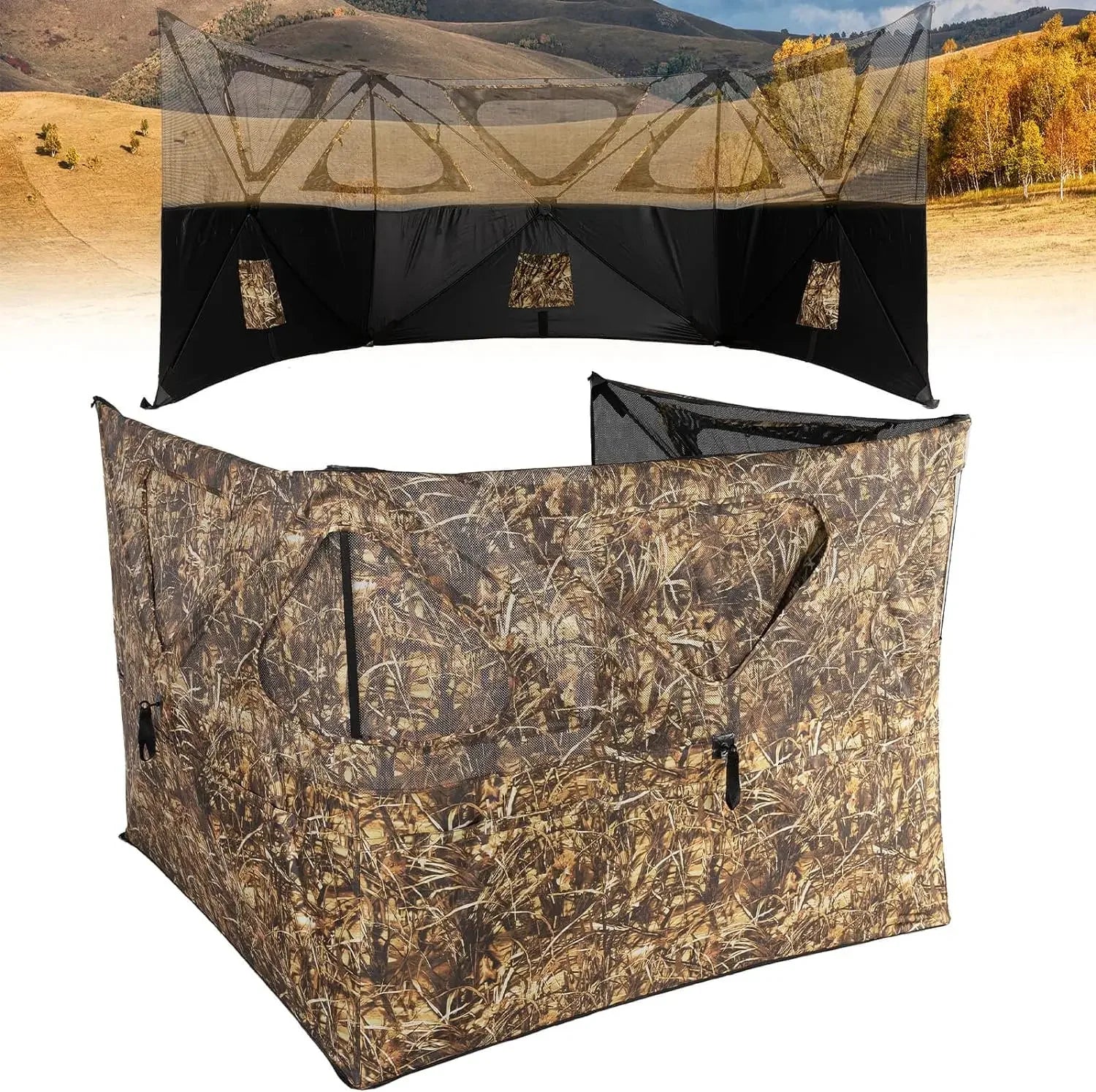 Pop Up Ground Blinds, Easy to Install, Deer, Turkey, Duck Hunting Blinds, Camo Tent, Outdoor Camouflage Net