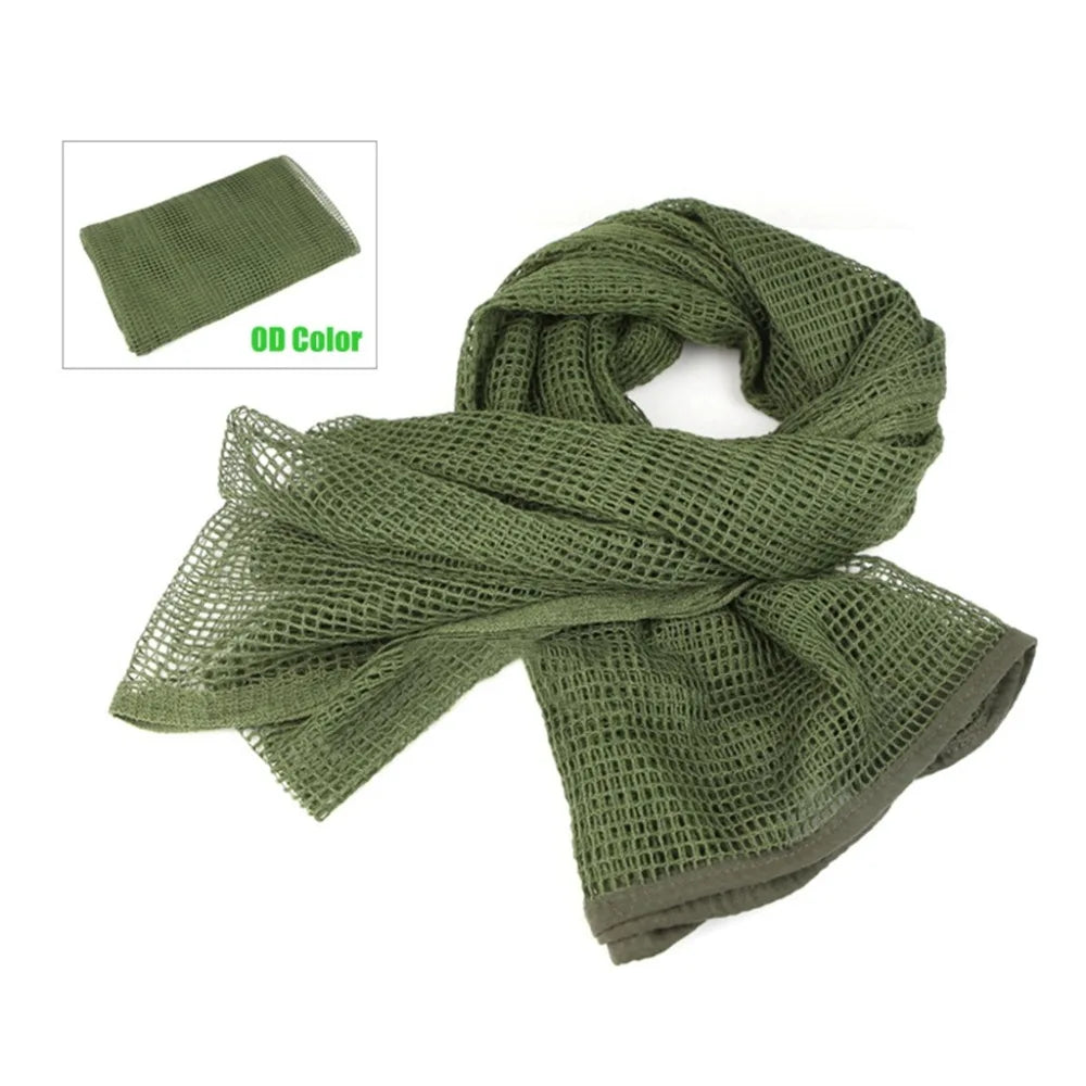 Camouflage Outdoor Scarf Tactical Mesh Breathbale Scarf Sniper Face Veil Camo Airsoft Hunting Cycling Hiking Neckerchief Mask