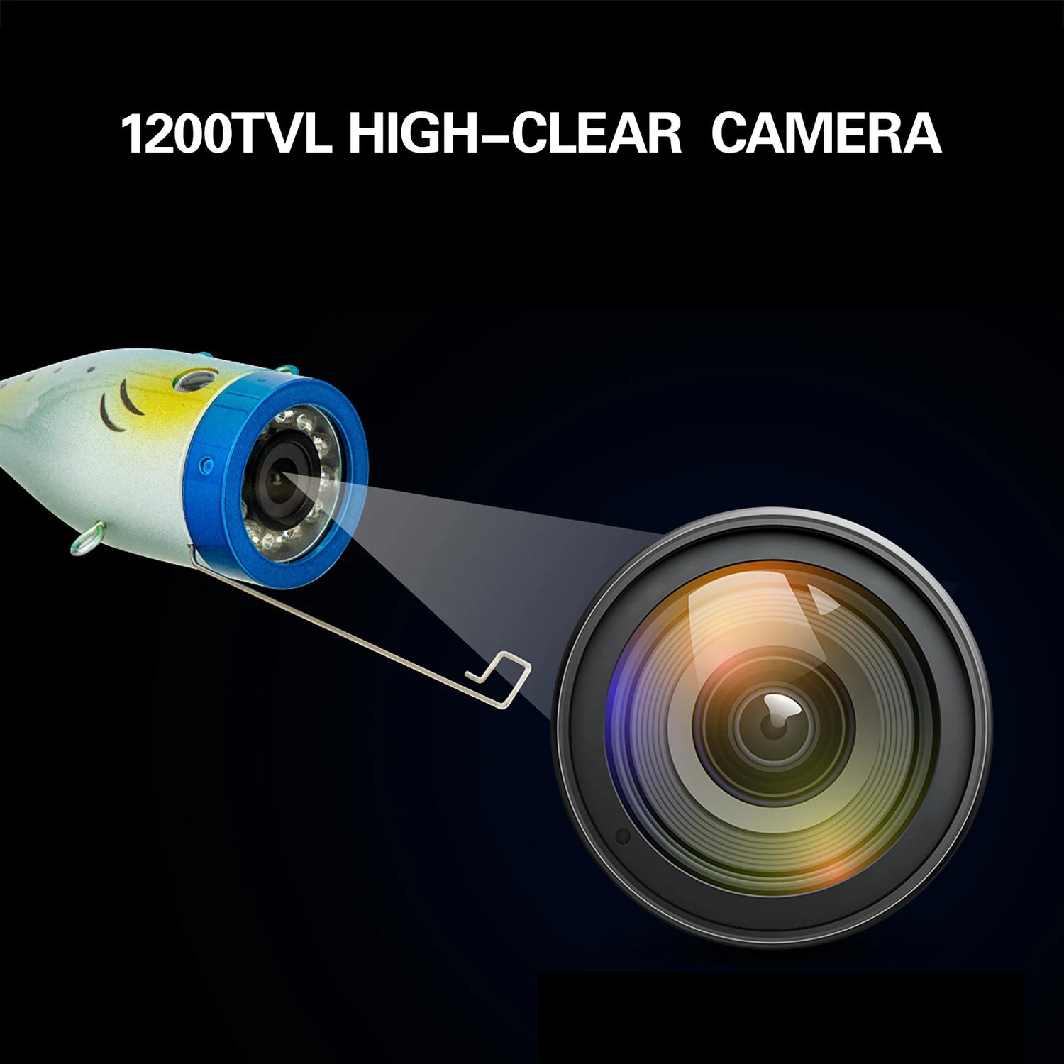 7 Inch 1200TVL Underwater Fishing Camera Fish Finder 12 White LED Lamps 15M for Ice Sea Fishing