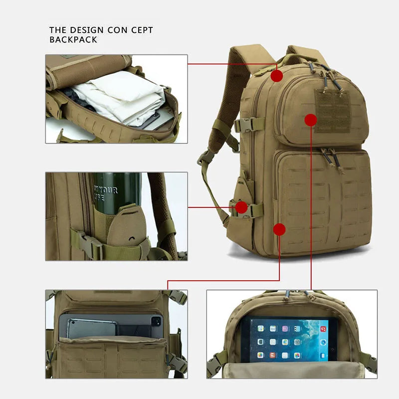 Outdoor Tactical Hiking Backpack Men High Capacity Camping Bag Multifunctional Sports Travel Knapsack Hunting Climbing Rucksacks