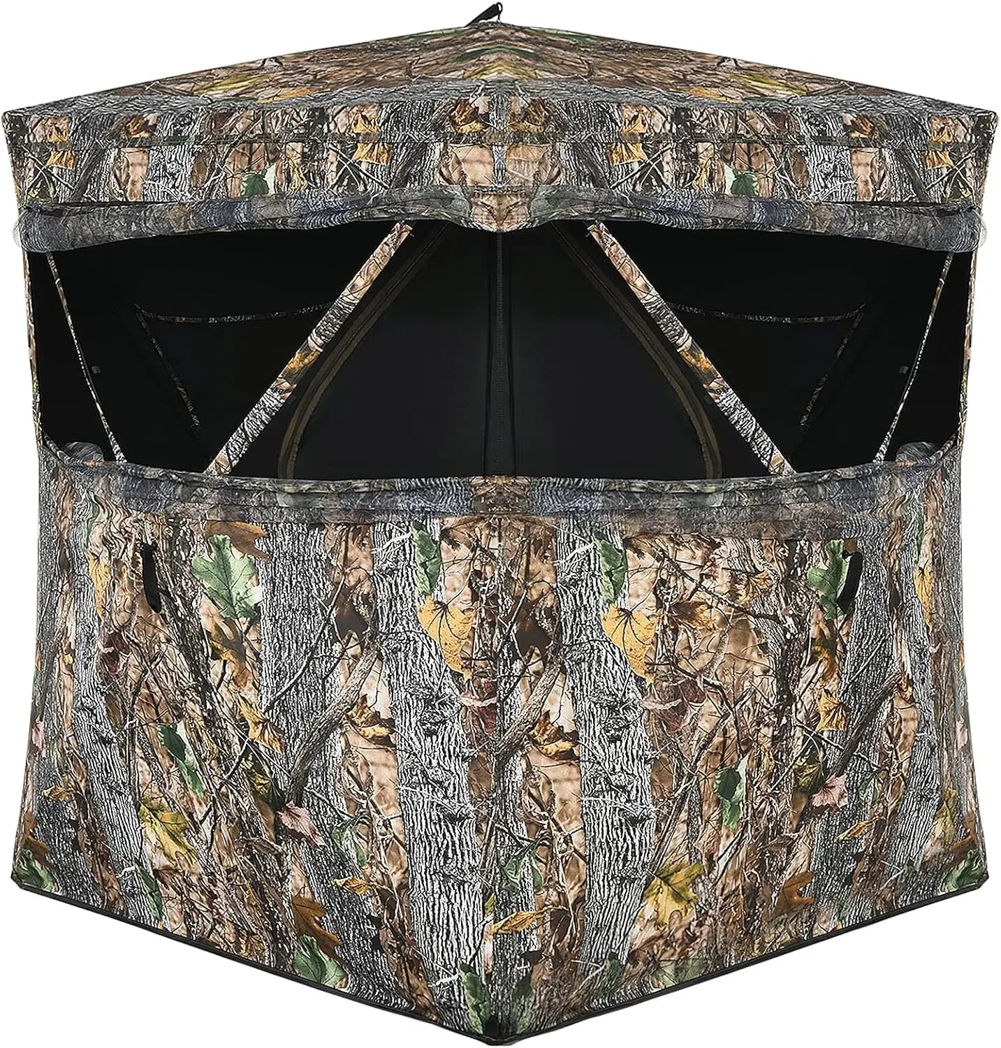 3 Person Pop up Ground Blind, Portable Hunting Blind with Mesh Windows, Carrying Bag & Ground Stakes, with Hub System