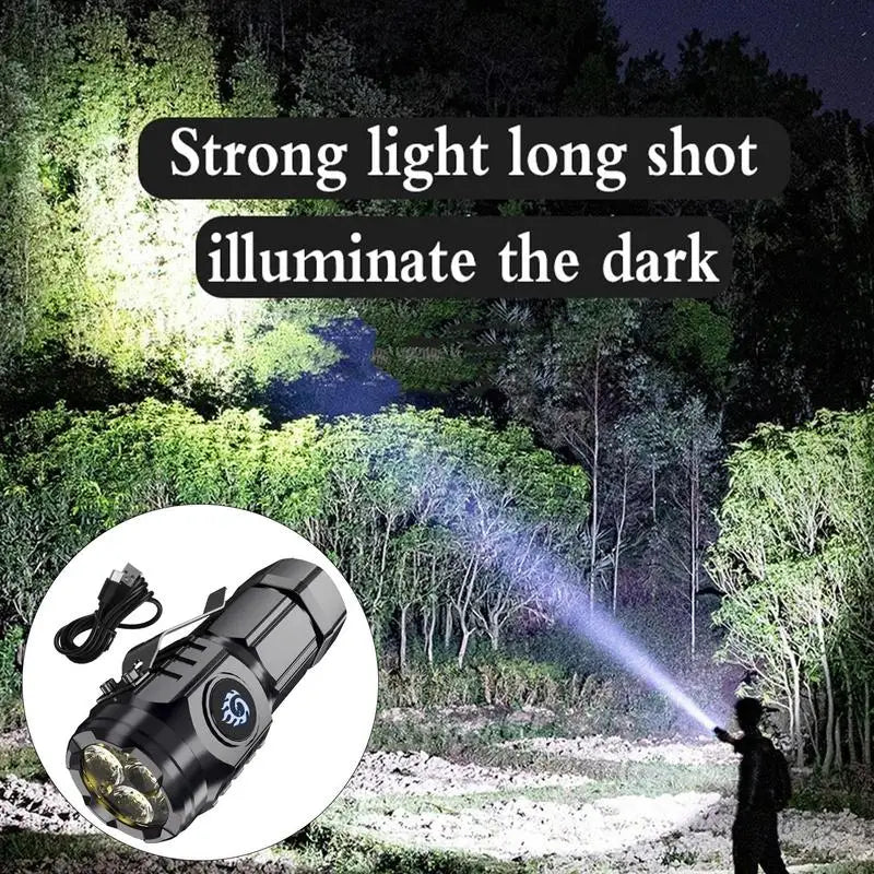 Rechargeable LED Flashlights Bright Flashlight Water Resistant Compact Drop Resistant Small Flashlight With 5 Modes For Camping