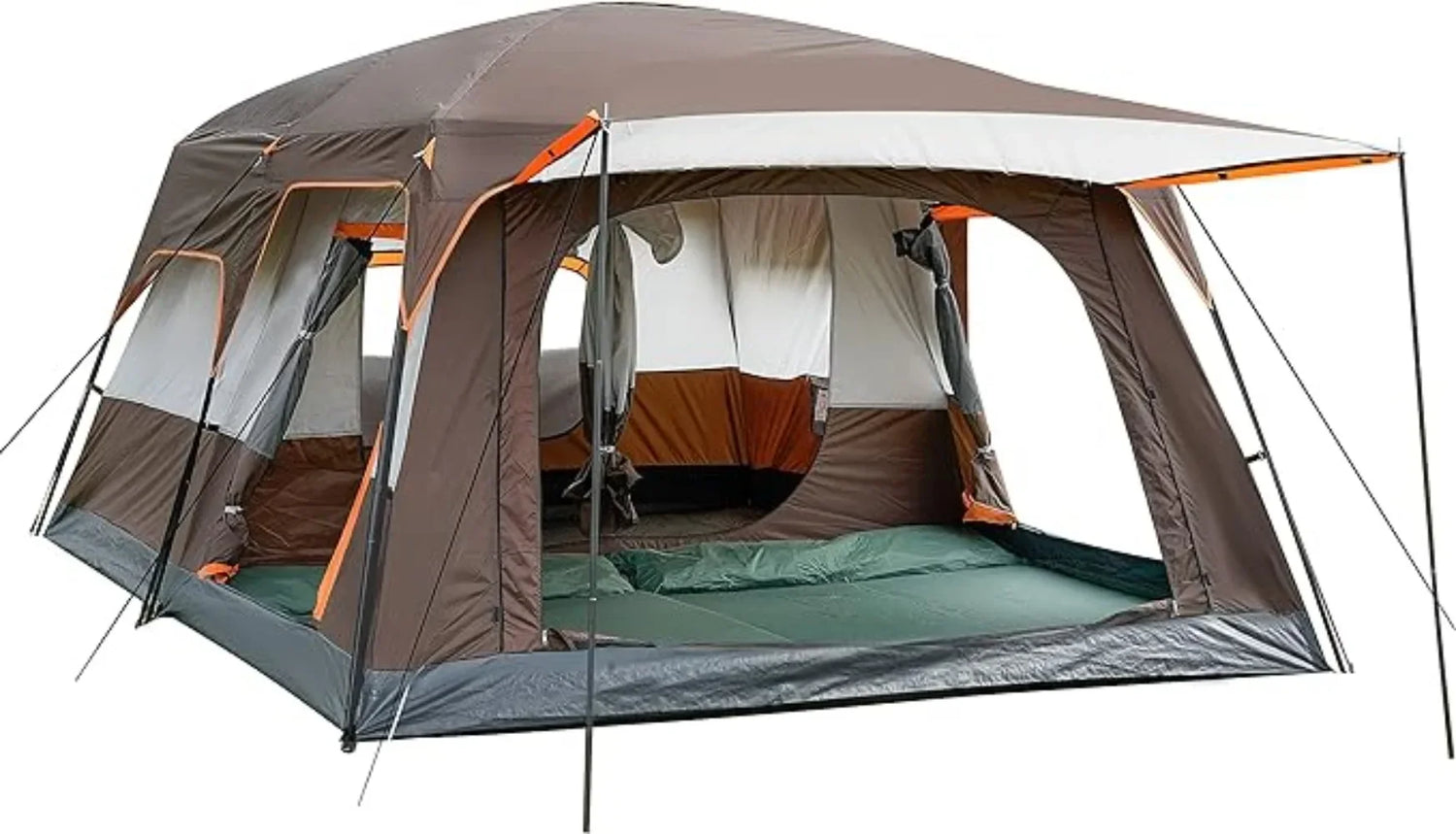 Extra Large Tent 10-12-14 Person(B) Family Cabin Tents 2 Rooms 3 Doors and 3 Windows with Mesh Straight Wall Waterproof