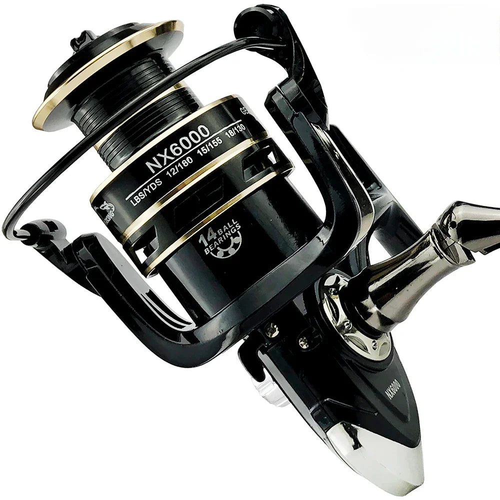 2000 3000 4000 5000 6000 7000 Series Spinning Fishing Reel Sea Lure Long Cast Jigging Wheel 5.2:1/4.7:1 22LB Max Drag Saltwater