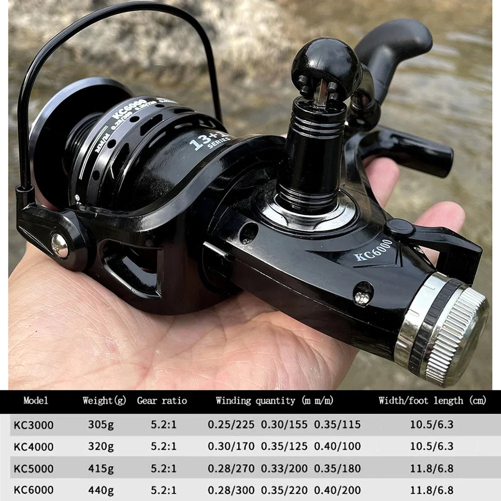 Quality Spinning Fishing Reel KC3000-6000 Series Metal Spool No Gap High-casting Wheel Saltwater Speed Ratio 5.2:1 for Carp Bass