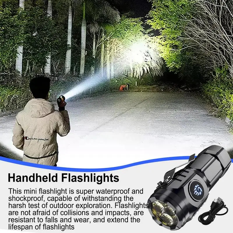 Rechargeable LED Flashlights Bright Flashlight Water Resistant Compact Drop Resistant Small Flashlight With 5 Modes For Camping