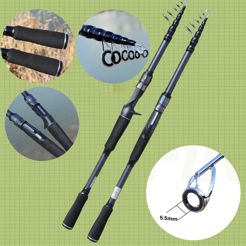 Ultralight Carbon Spinning Fishing Rod Combo 1.8m-3.0m Lure Pole M Action 2000 3000 4000Series Carp Feeder Reel for All Waters