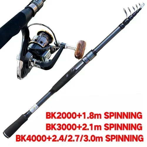 Ultralight Carbon Spinning Fishing Rod Combo 1.8m-3.0m Lure Pole M Action 2000 3000 4000Series Carp Feeder Reel for All Waters