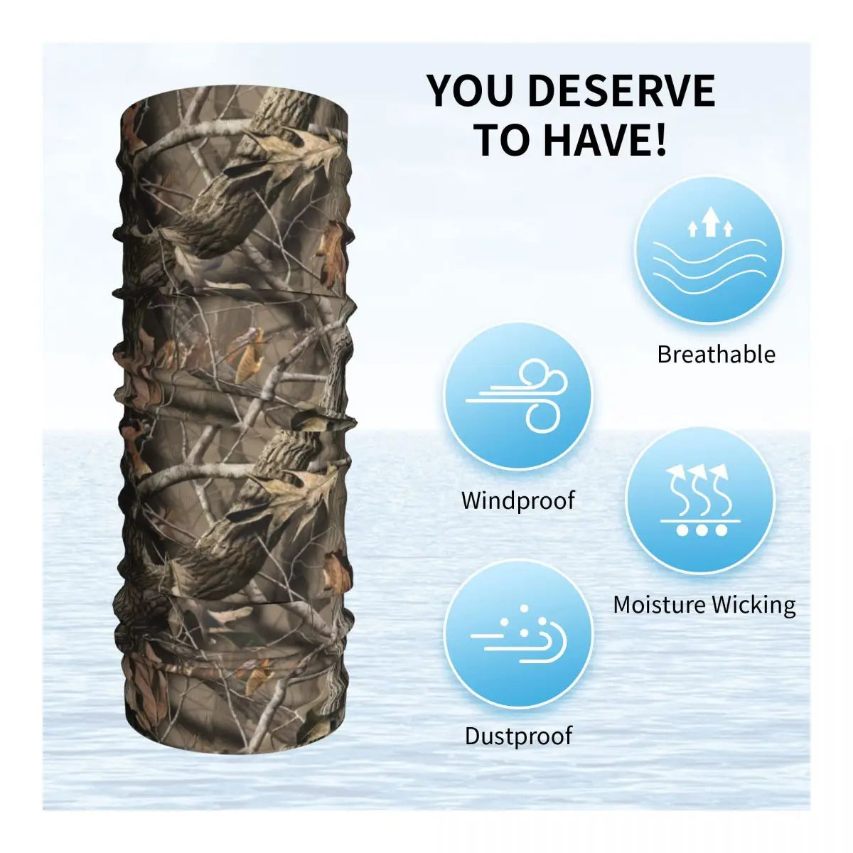 Real Tree Camouflage Bandana Neck Gaiter Printed Wrap Mask Scarf Multifunction Cycling Scarf Running For Men Adult Windproof