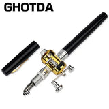 1pc Mini Portable Aluminum Alloy Pocket Pen Shape Fish Fishing Rod Pole with Fishing Reel