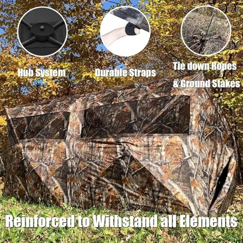 Bunkhouse Pop Up Portable 6 Person Side-by-Side Hunting Blind, Footprint: 140