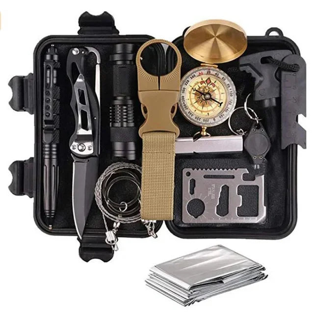 17 in 1 outdoor adventure survival bag tactical tools for camping hiking and hunting outdoor emergency survival tool bag