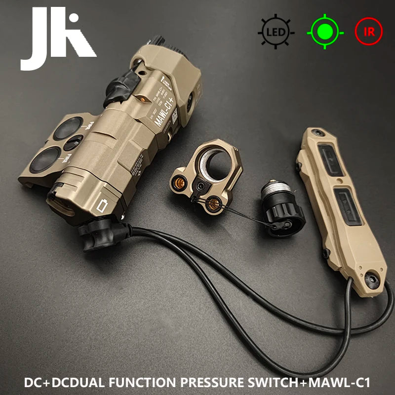 Sotac CNC Metal MAWL Green Laser Aiming Device C1+ Vis light & IR Illumination + Vis Green Laser & IR Laser EC2 Endcap for Rifle