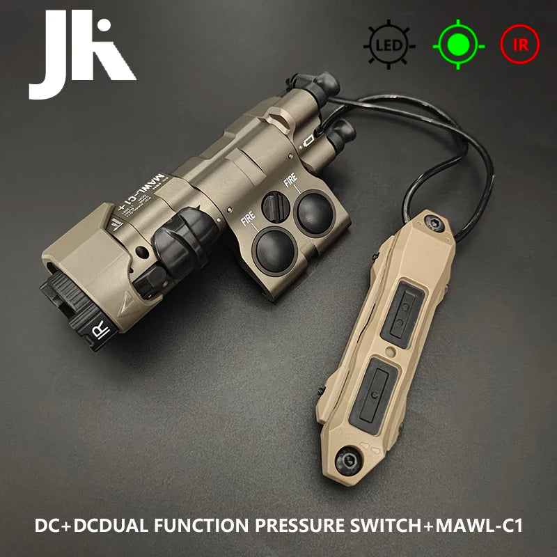 Sotac CNC Metal MAWL Green Laser Aiming Device C1+ Vis light & IR Illumination + Vis Green Laser & IR Laser EC2 Endcap for Rifle