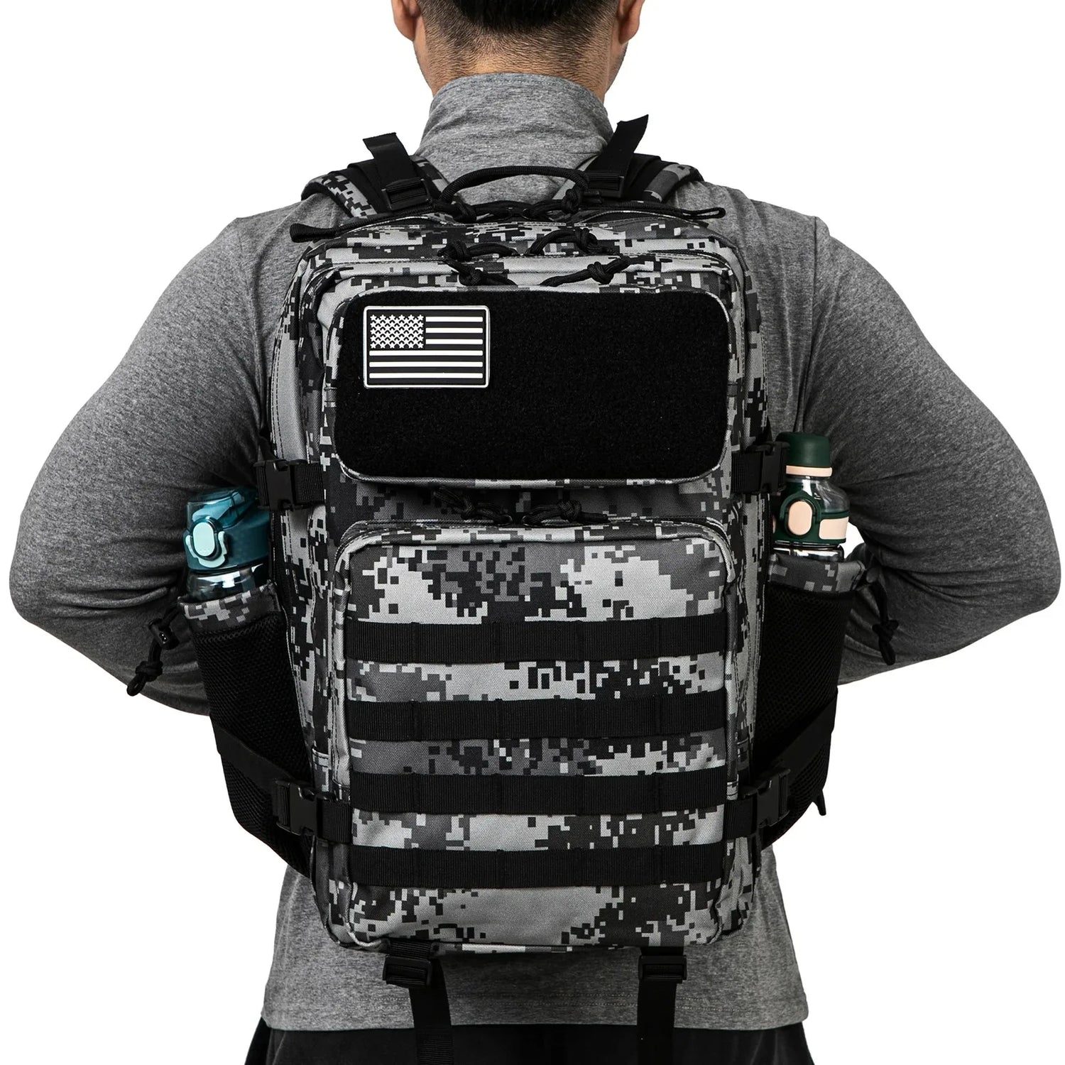 45L Men's outdoor Camo Backpack Molle Backpack Hiking Backpack with bottle Holder Outdoor Hiking Fitness Bag