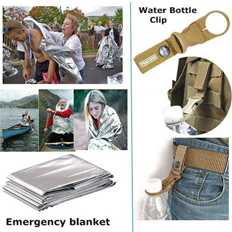 Survival Kit military Camping Multifunction Defense Equipment First Aid SOS for Wilderness Adventure With knife Thermal Blanket