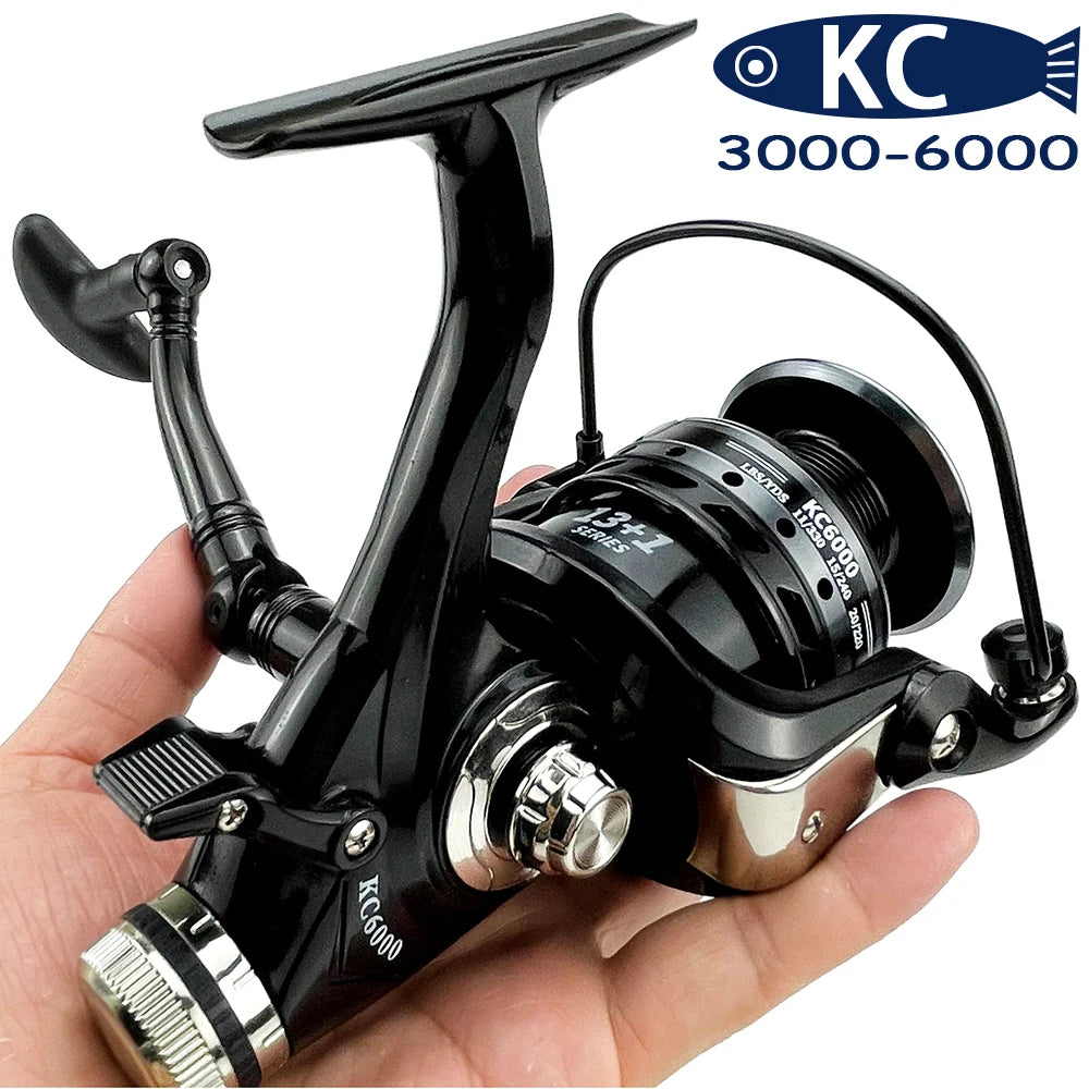 Quality Spinning Fishing Reel KC3000-6000 Series Metal Spool No Gap High-casting Wheel Saltwater Speed Ratio 5.2:1 for Carp Bass