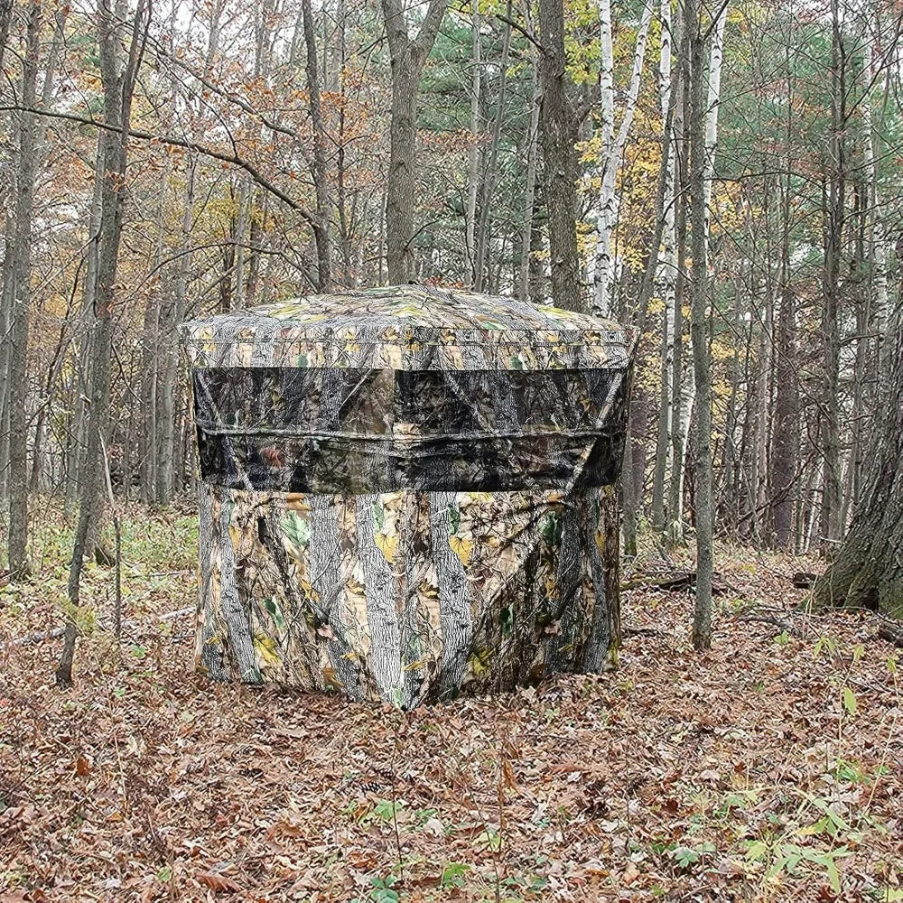 3 Person Pop up Ground Blind, Portable Hunting Blind with Mesh Windows, Carrying Bag & Ground Stakes, with Hub System