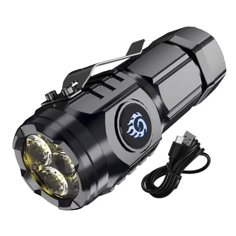 Rechargeable LED Flashlights Bright Flashlight Water Resistant Compact Drop Resistant Small Flashlight With 5 Modes For Camping