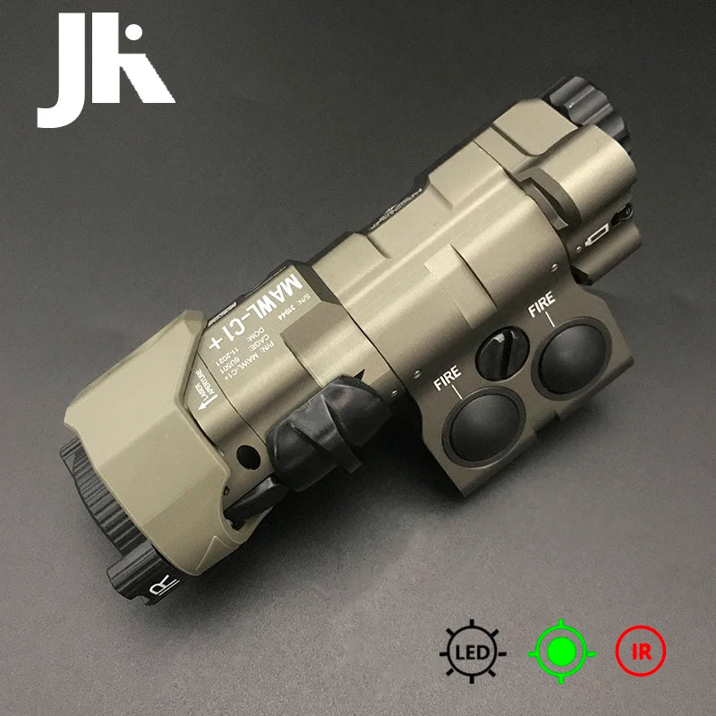 Sotac CNC Metal MAWL Green Laser Aiming Device C1+ Vis light & IR Illumination + Vis Green Laser & IR Laser EC2 Endcap for Rifle