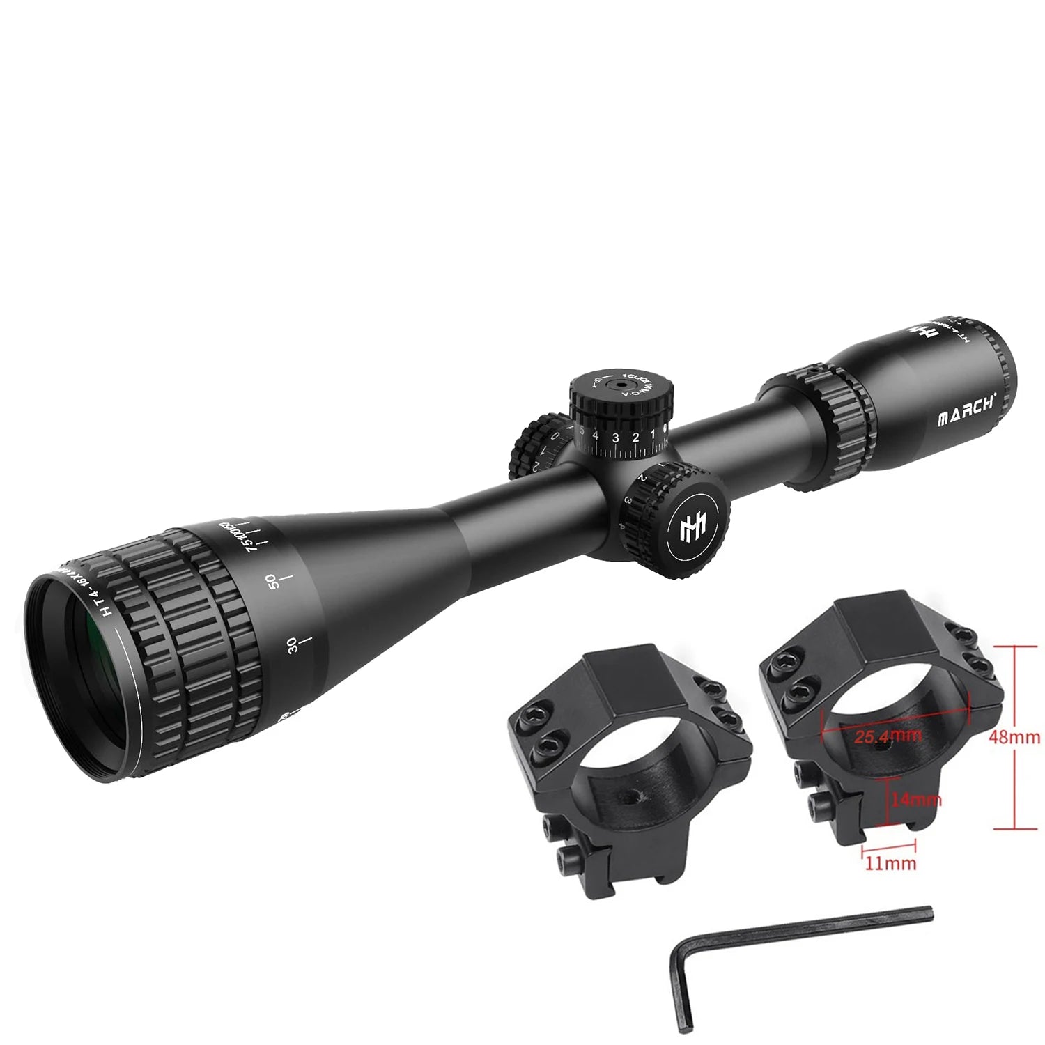 March HT4-16X44AOE Tactical Riflescope Spotting Rifle Scope Hunting Optical Collimator Airsoft Airgun Sight Red Green Cross