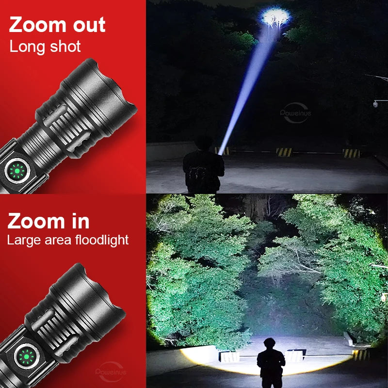 10000LM Led Flashlight Military Tactical Flashlight Long Range 3000M Ultra Powerful Led Torch Rechargeable Army Tactical Lantern