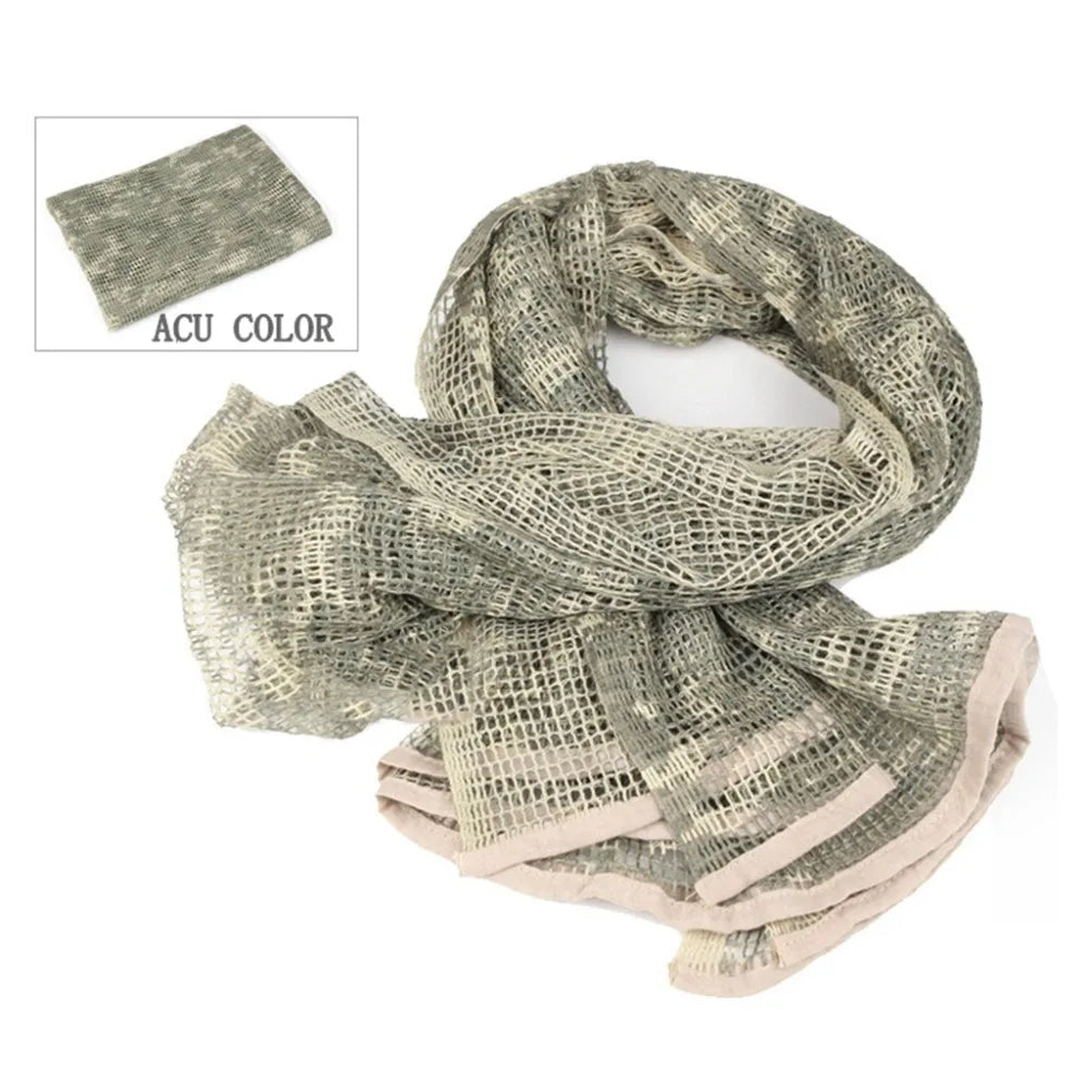 Camouflage Outdoor Scarf Tactical Mesh Breathbale Scarf Sniper Face Veil Camo Airsoft Hunting Cycling Hiking Neckerchief Mask