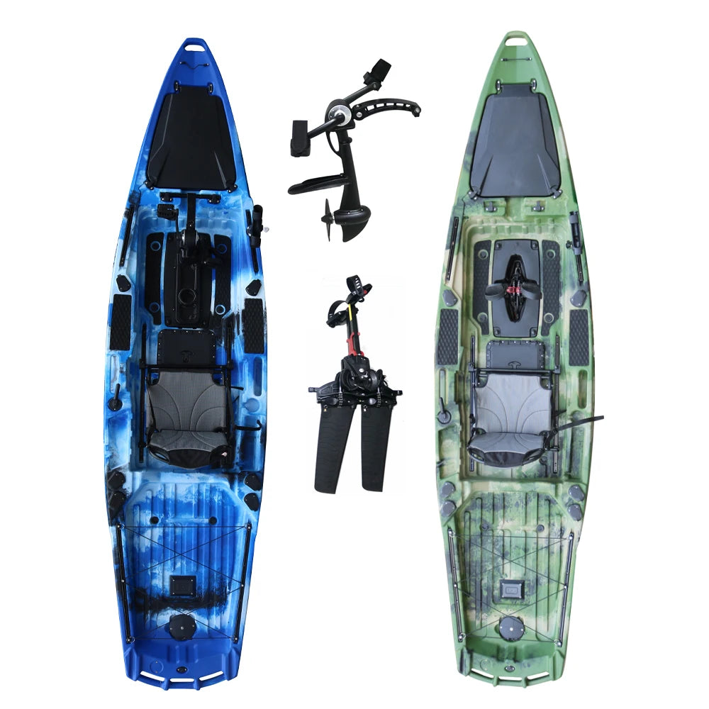 Best Fishing Kayak 2023 Experienced 13ft rotomolding Pedal Drive plastic fish kano canoe chinese factory install nativ rudder