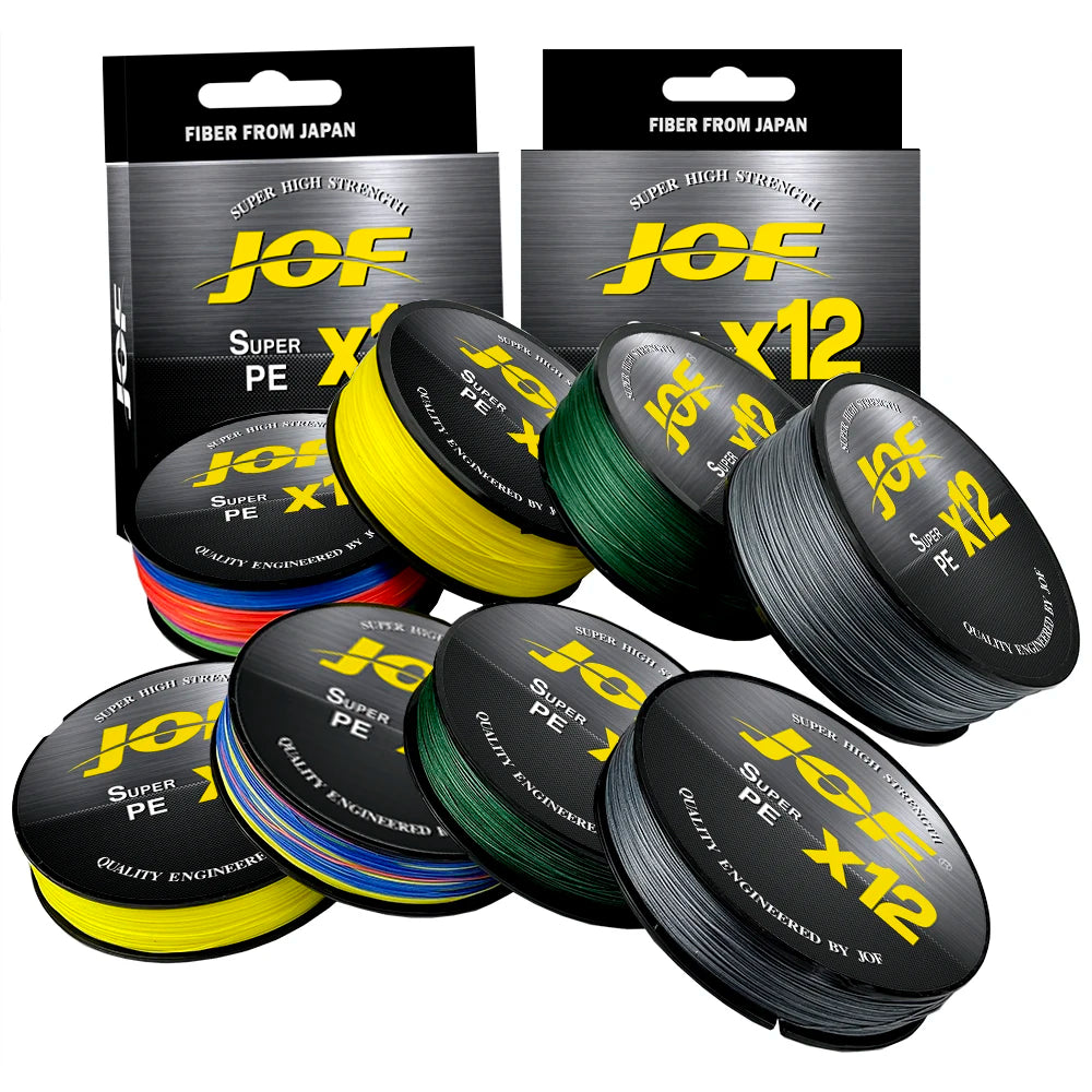 JOF X12 Upgraded Braided Fishing Lines Super Strong 12-strand Multifilament PE Line 100M 300M 500M 25LB 30LB 39LB 50LB 65LB 92LB