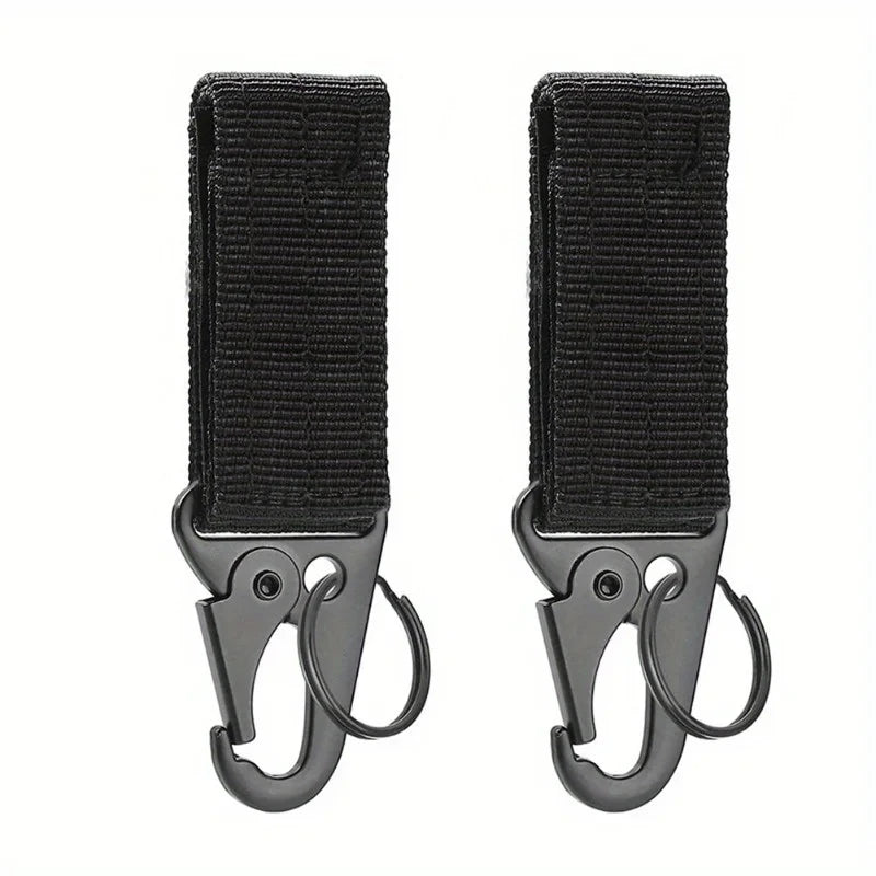 2pcs Tactical Hanging Buckle Molle Nylon Webbing Carabiner Belt Triangle Keychain for Outdoor Climbing Camping Tool Accessory