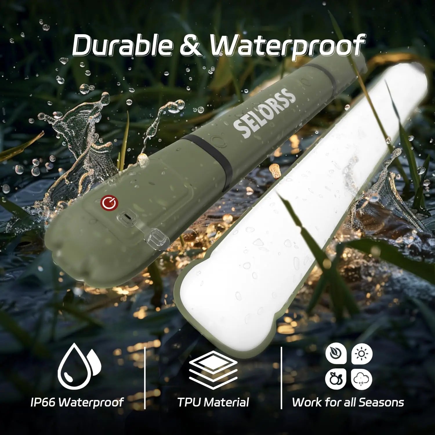 SELORSS Rechargeable Portable Camping Strong Light Waterproof 2000 mAh Tent Lamp Spotlight Outdoor Camping Work Repair Lighting