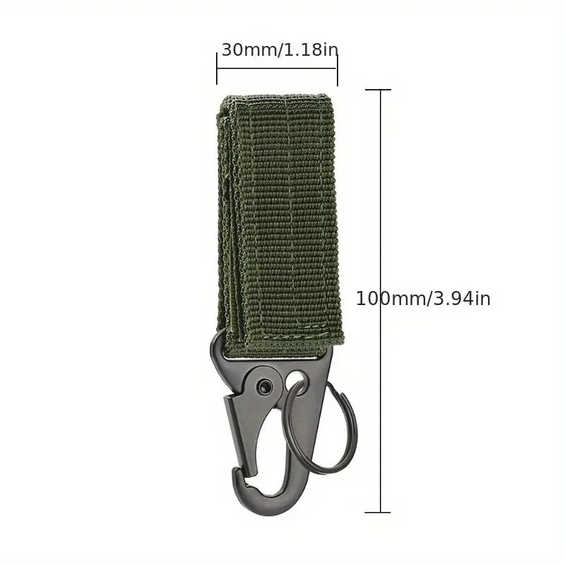 2pcs Tactical Hanging Buckle Molle Nylon Webbing Carabiner Belt Triangle Keychain for Outdoor Climbing Camping Tool Accessory